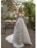 Modern Princess 3D Flowers Ruffled Wedding Dress